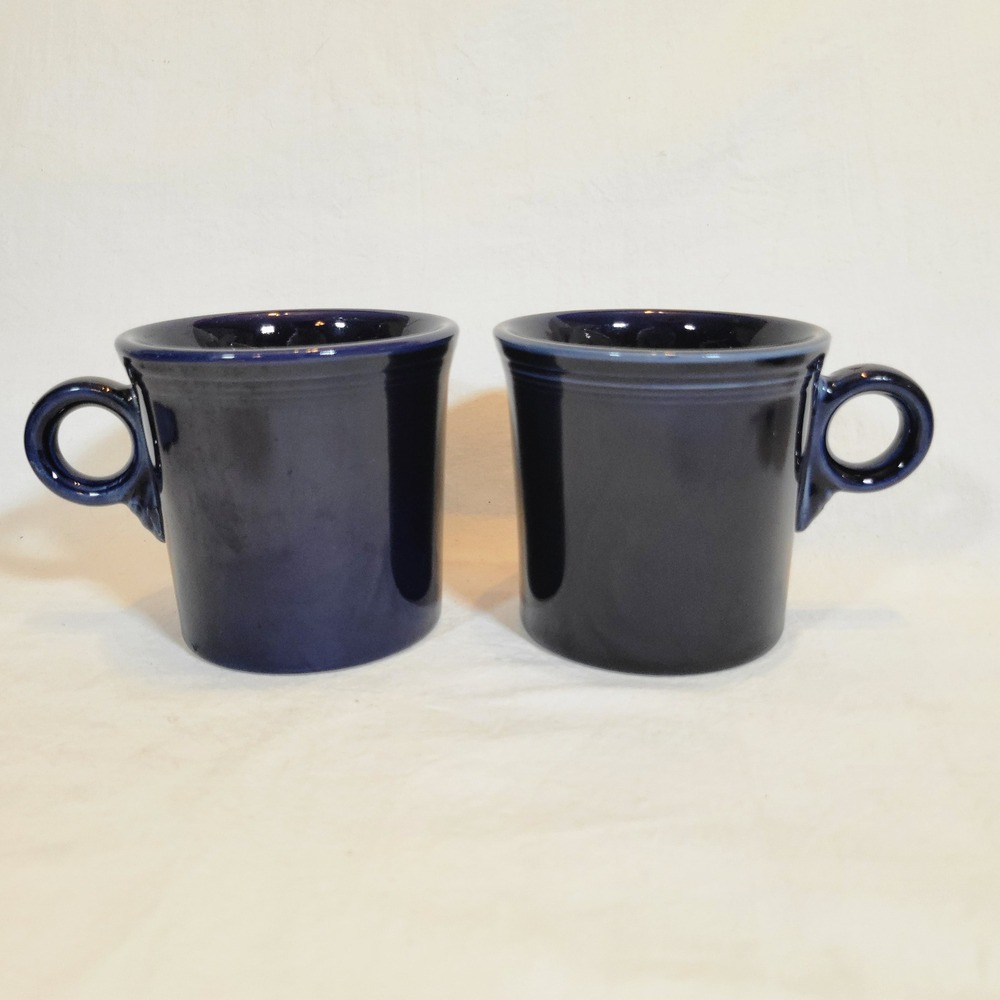 Fiesta Coffee Mug Set of 2 Cobalt‎ Blue Ring Handle Ceramic HLC USA 10oz